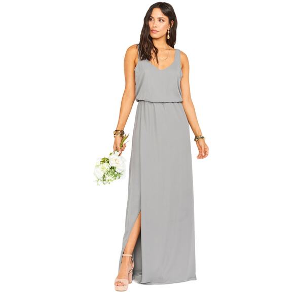 Show Me Your Mumu Kendall Maxi Soft Charcoal Crisp Bridesmaids Dress XS - Picture 1 of 11